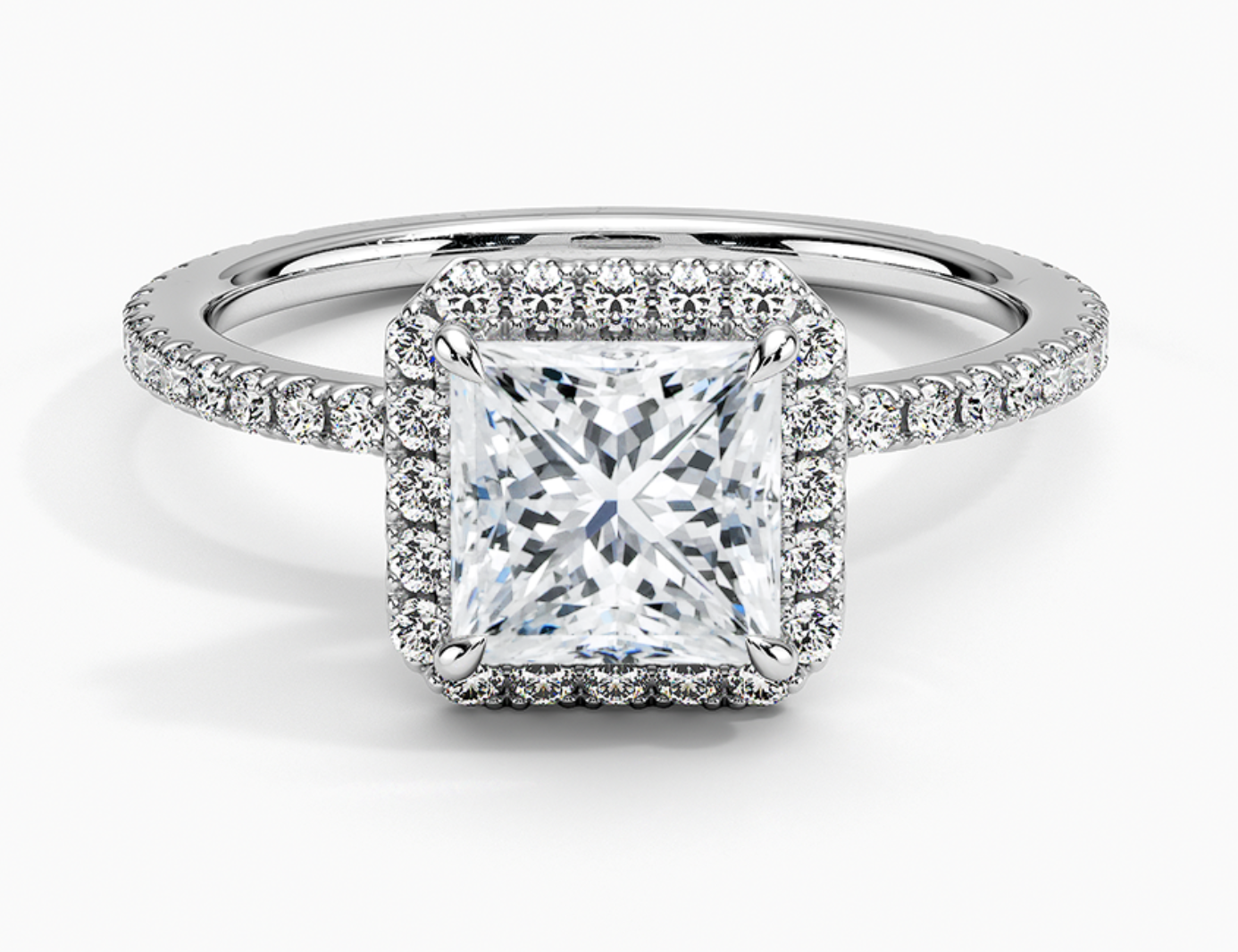 2.5 Carat Princess Cut Halo Ring in White Gold
