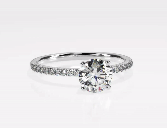 Scalloped Pavé Diamond Engagement Ring | Channel set, round diamonds