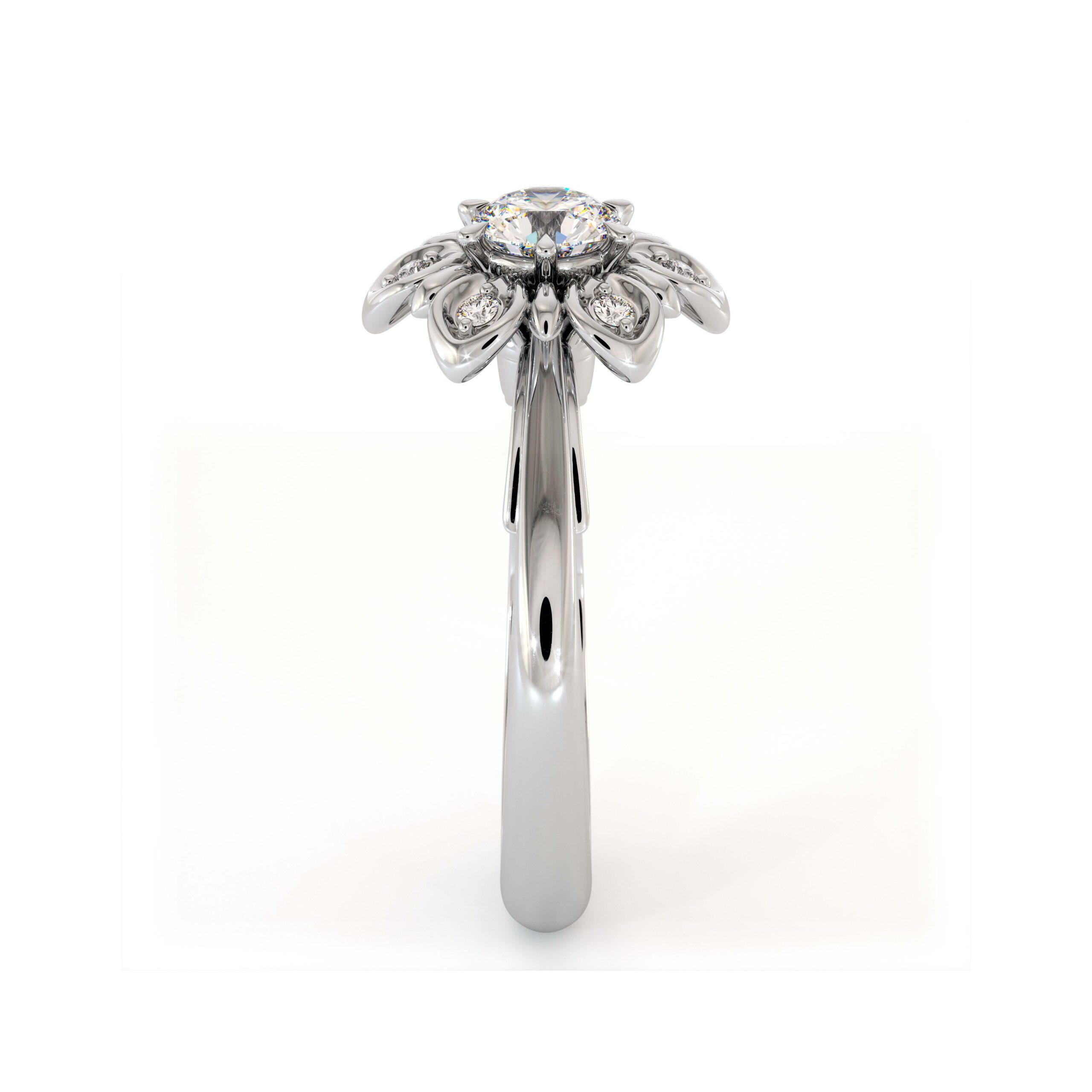 Floral Set Diamond Engagement Ring