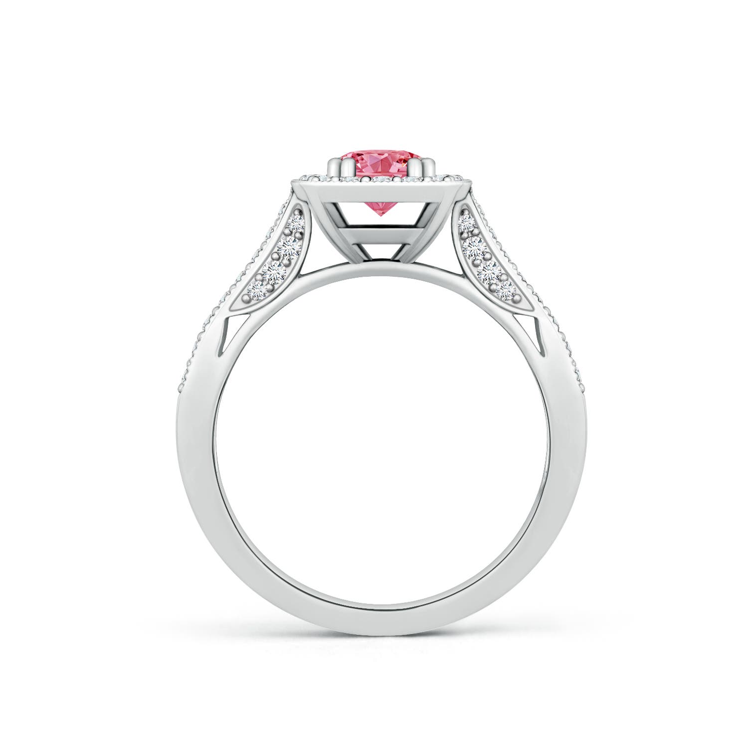 Customize Round Shape Pink Lab Grown  Diamond Ring