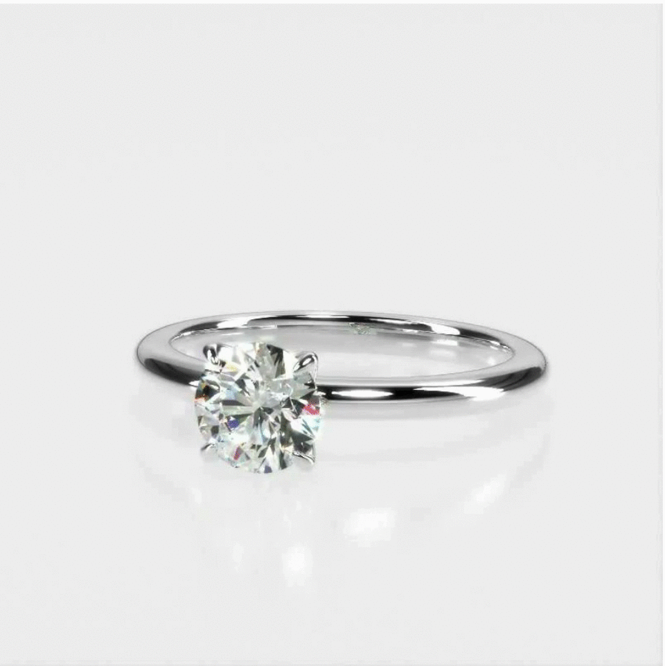 1.01 Carat Round Natural Diamond Solitaire Ring