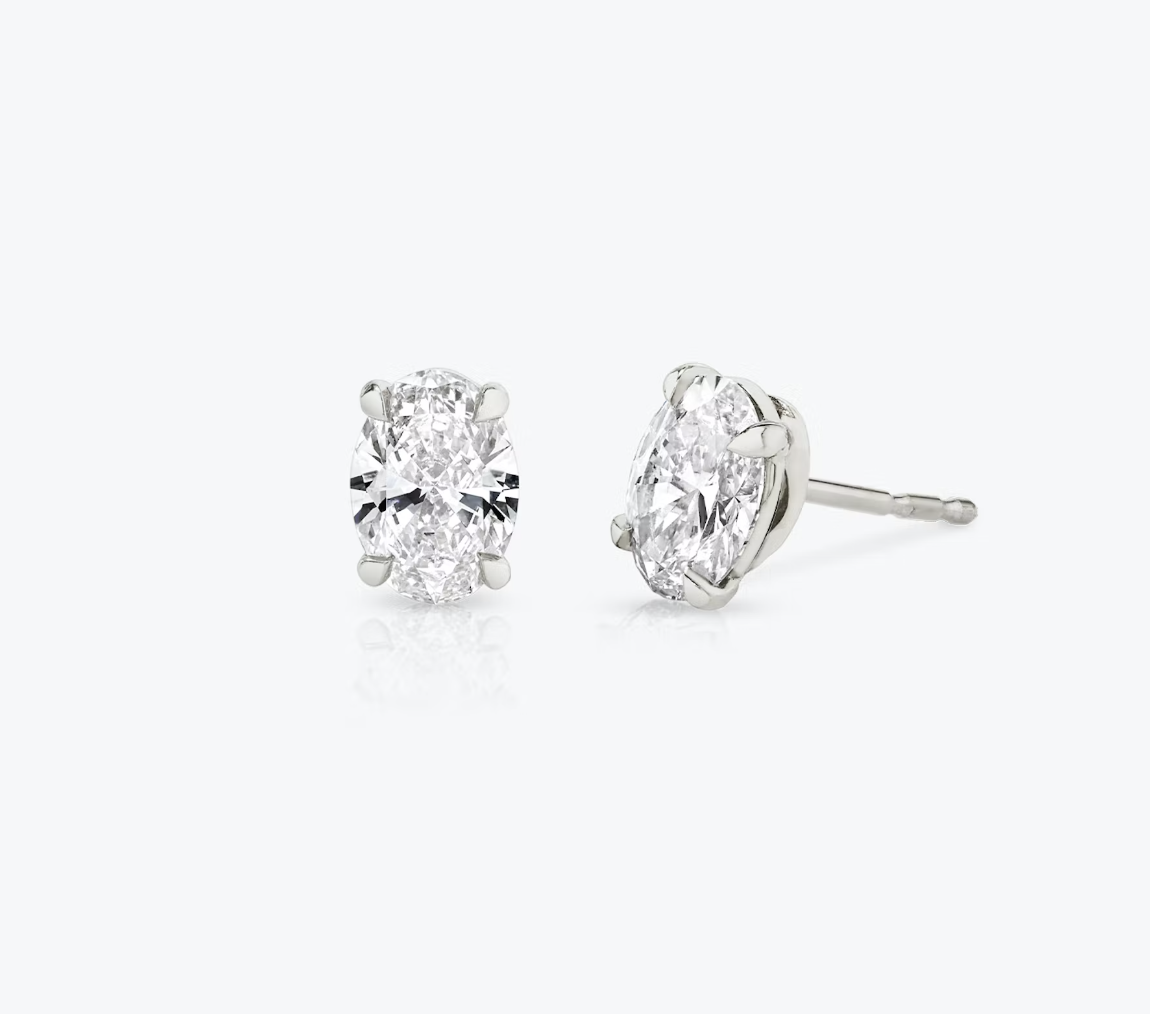 CaratX 1.00 carat weight oval cut diamond stud earrings