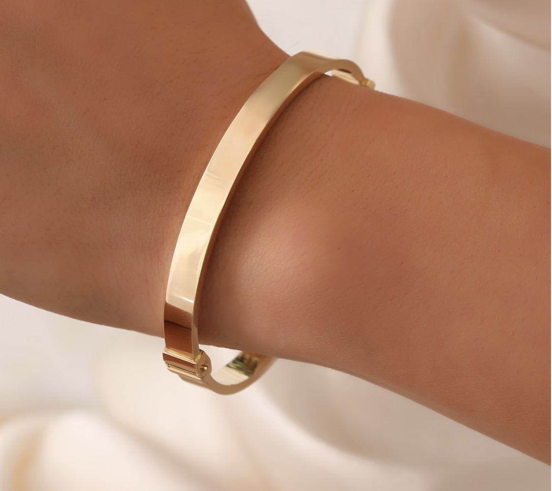 Straight Bangles, 14k solid gold Sparkly bracelet, Dainty Thin Bracelet, 6 mm Sterling Gold Bangles