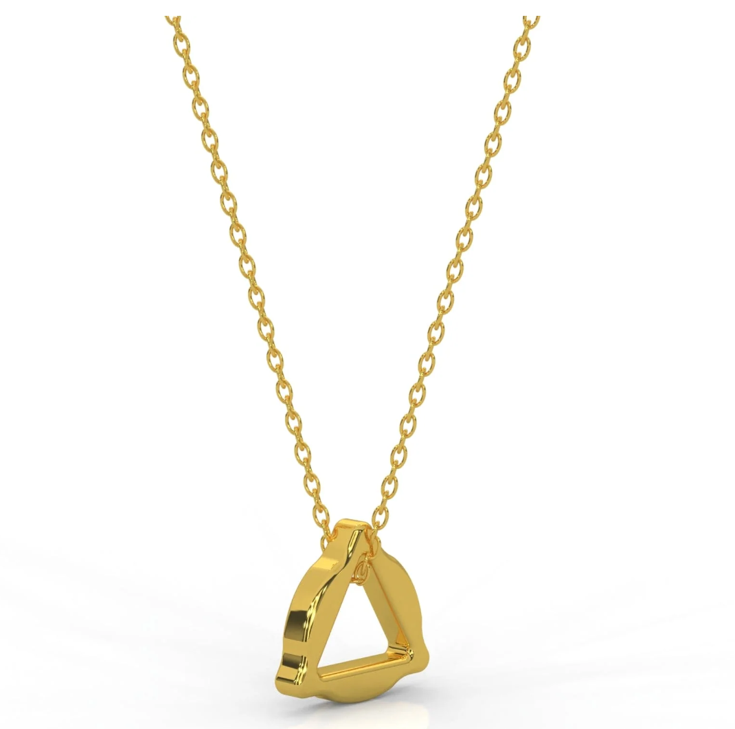 Trinity 22k Triangle With Outer Curve Pendant