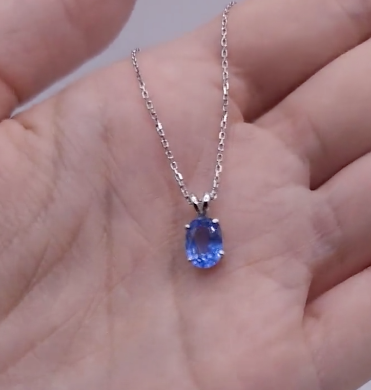 CaratX 14Kt Gold Tanzanite Necklace, Tanzanite Pendant, Oval Necklace, December Birthstone Necklace