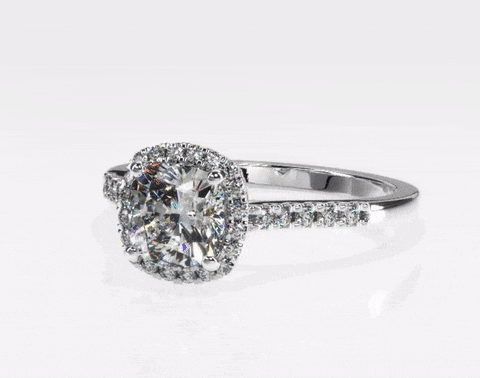 Stunning, Clear and White, Cushion Cut Halo | Diamond Engagement Ring