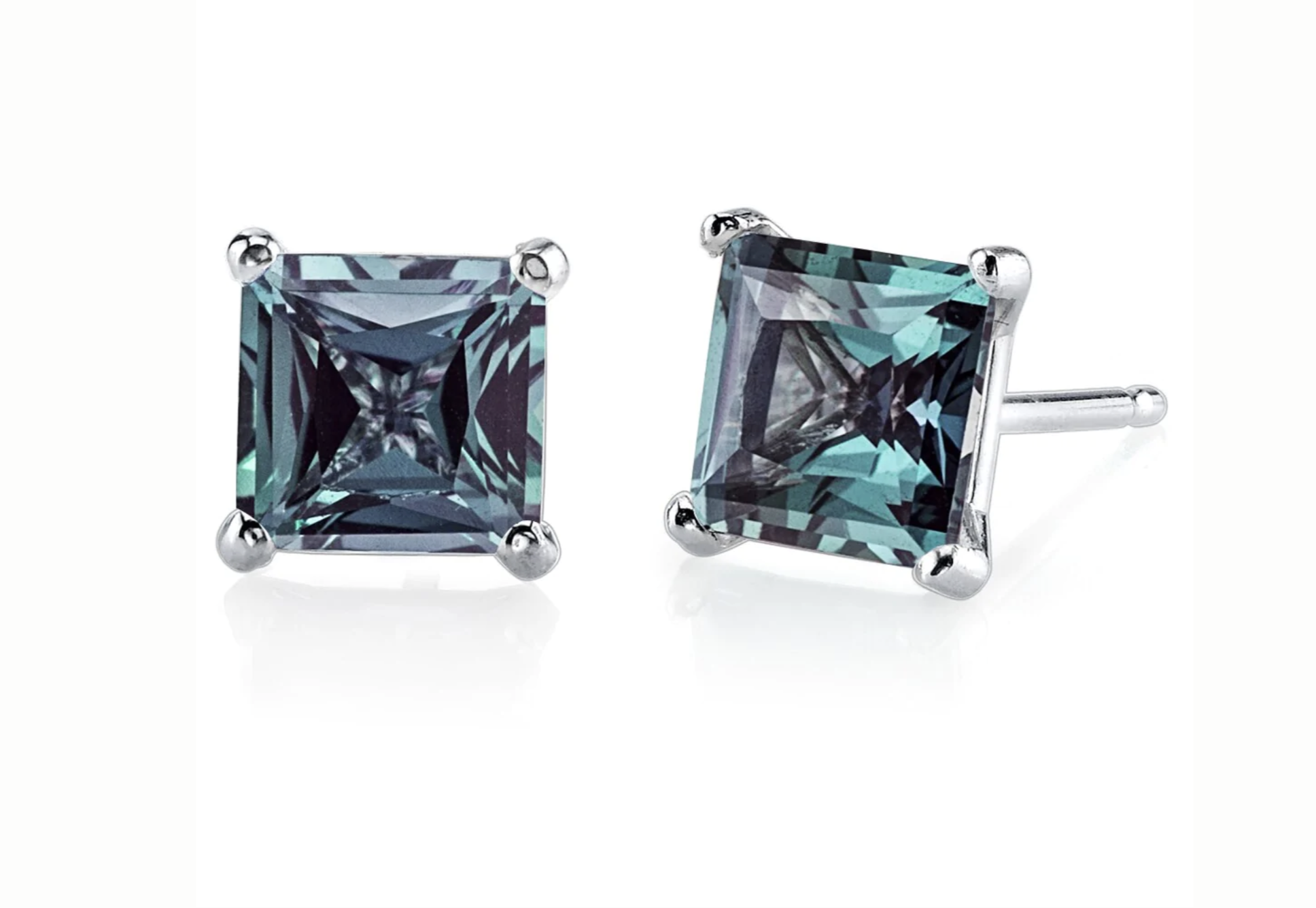 2.50 ctw Rare Alexandrite Stud Earrings set in 14kt white gold