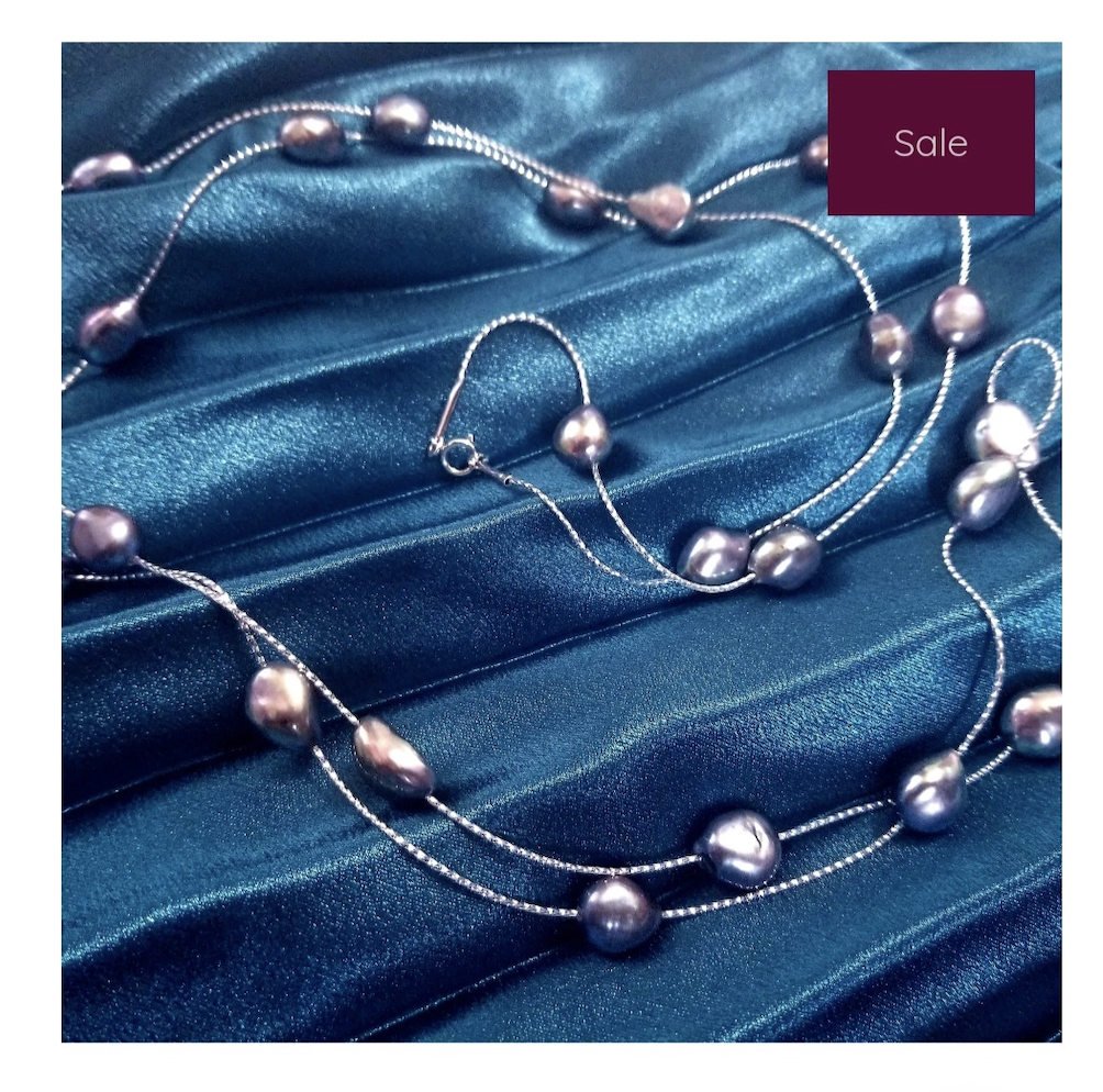 Simayaz Natural Pearls in a Spaced, Long String Style Necklace