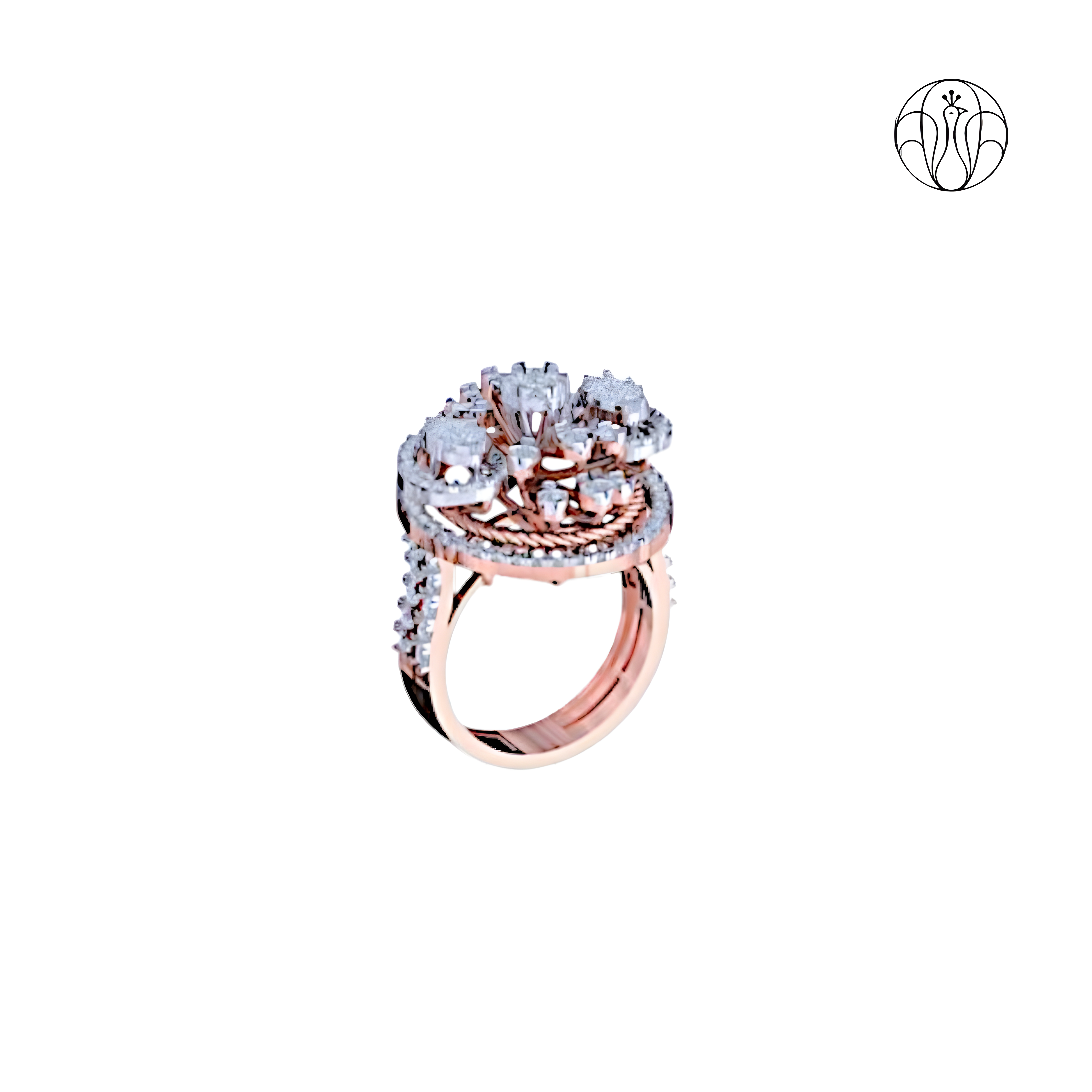 Aadira Ring (CI. Zaveri)- 1.779 CTW 155 PCS VS1 Lab Grown Round Diamond Designer Floral Ring