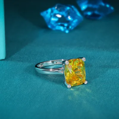 Moissanite Diamond - Yellow Prong Ring