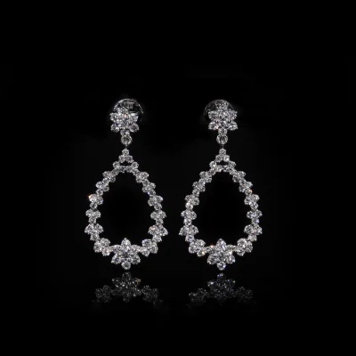 Lab Grown Diamond Round Brilliant Floral Drop Earrings