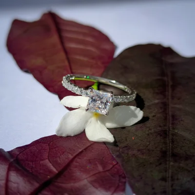 Princess Cut Accent Diamond Ring