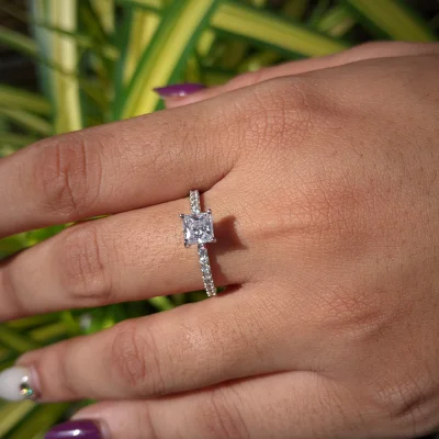 Princess Cut Accent Diamond Ring