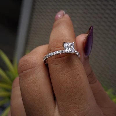 Princess Cut Accent Diamond Ring