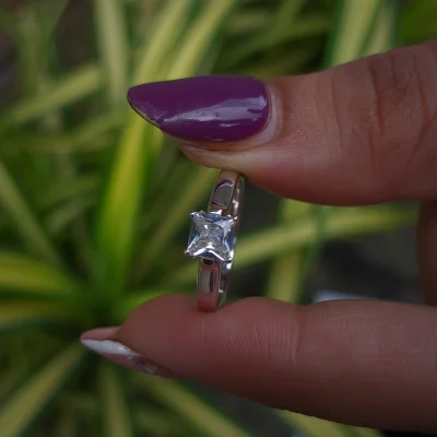 Square Cushion Lab Grown Diamond Solitaire Ring