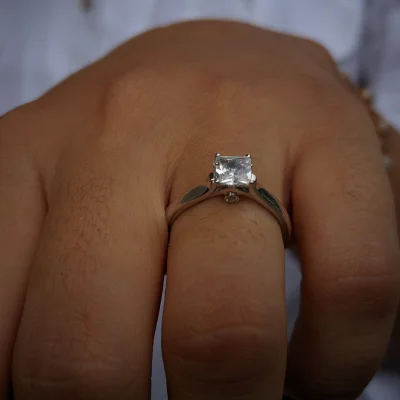 Square Cushion Lab Grown Diamond Solitaire Ring
