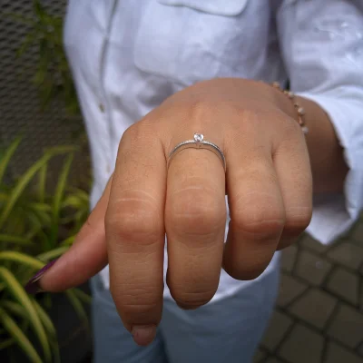 Pear Cut Lab Grown Diamond Accent Ring