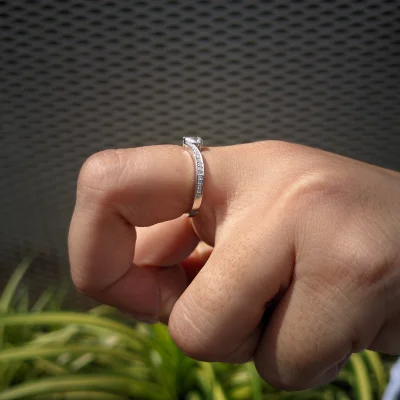 Pear Cut Lab Grown Diamond Accent Ring