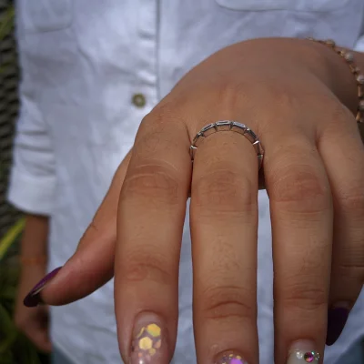 Emerald Cut East-West Wedding Band