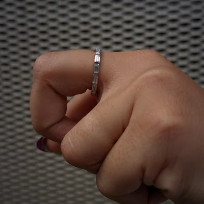 Emerald Cut East-West Wedding Band