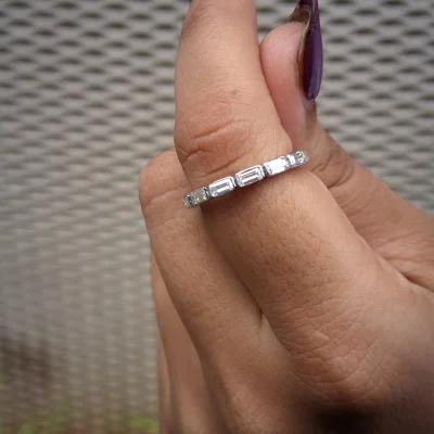 Emerald Cut East-West Wedding Band