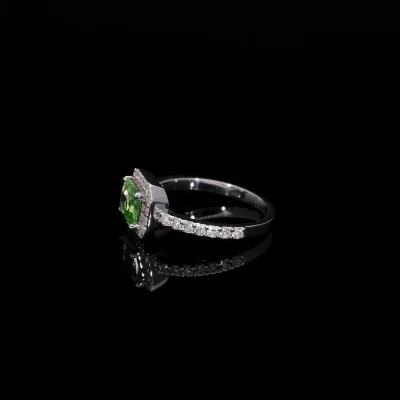 Peridot Diamond Halo Ring for Her