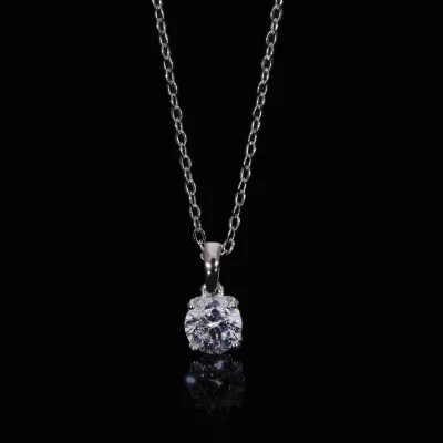 Round Solitaire Lab Created Diamond Pendant