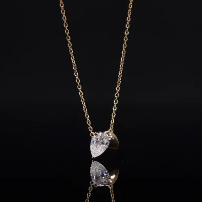 Lab Grown Diamond Pear Cut Solitaire Pendant